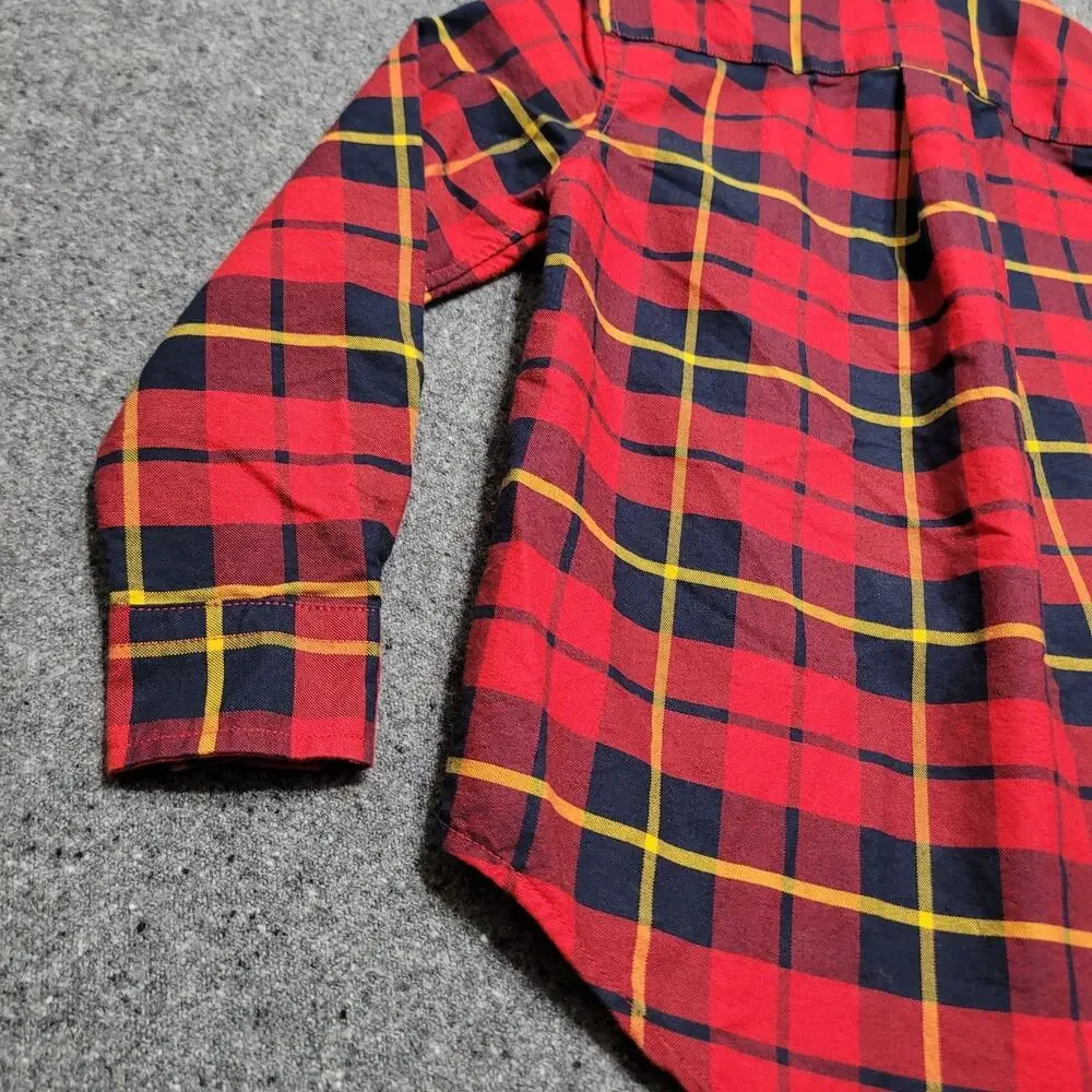 Ralph Lauren Shirt Boys 6 Red Plaid Button Down Youth Kids Preppy Cotton Pony